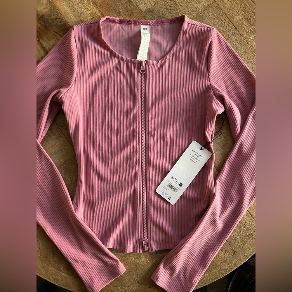NWT Alo Ribbed Stardust Jacket, Pink Wild Rose